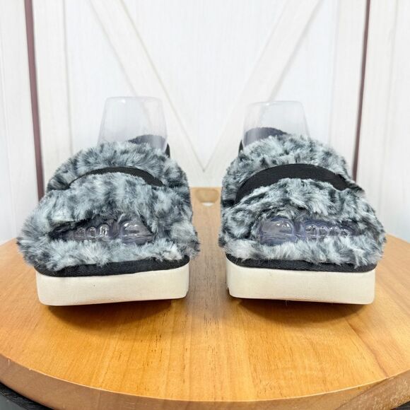 Koolaburra by Ugg‎ Fuzz’d Out Faux Fur Sandals Black Grey 9 Cheetah Slingback - Picture 3 of 10